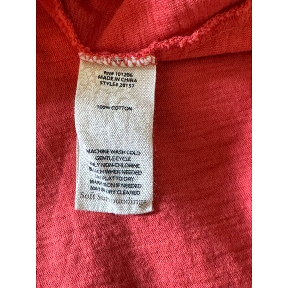 Soft Surroundings Top L Coral Button Front Tunic Asymmetrical Hem - Picture 4 of 8